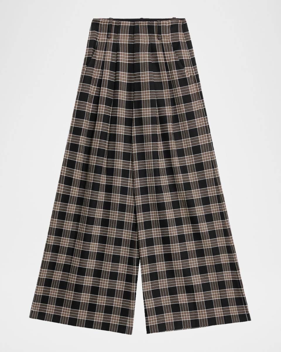 Eloise Plaid Wide-Leg Pants